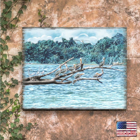 Island Paradise Seabirds Wooden Coastal Wall Art