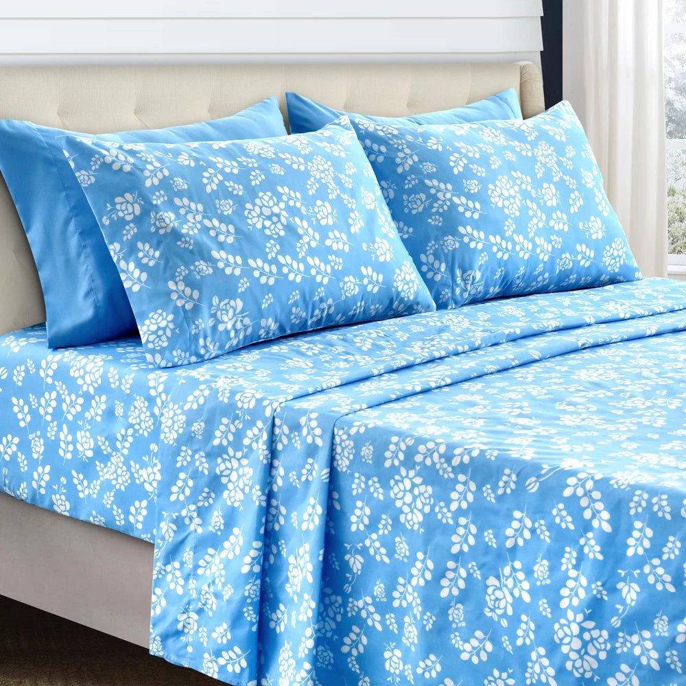 Floral Sheet's-3 Piece with Flat Sheet, Deep Pocket Fitted Sheet