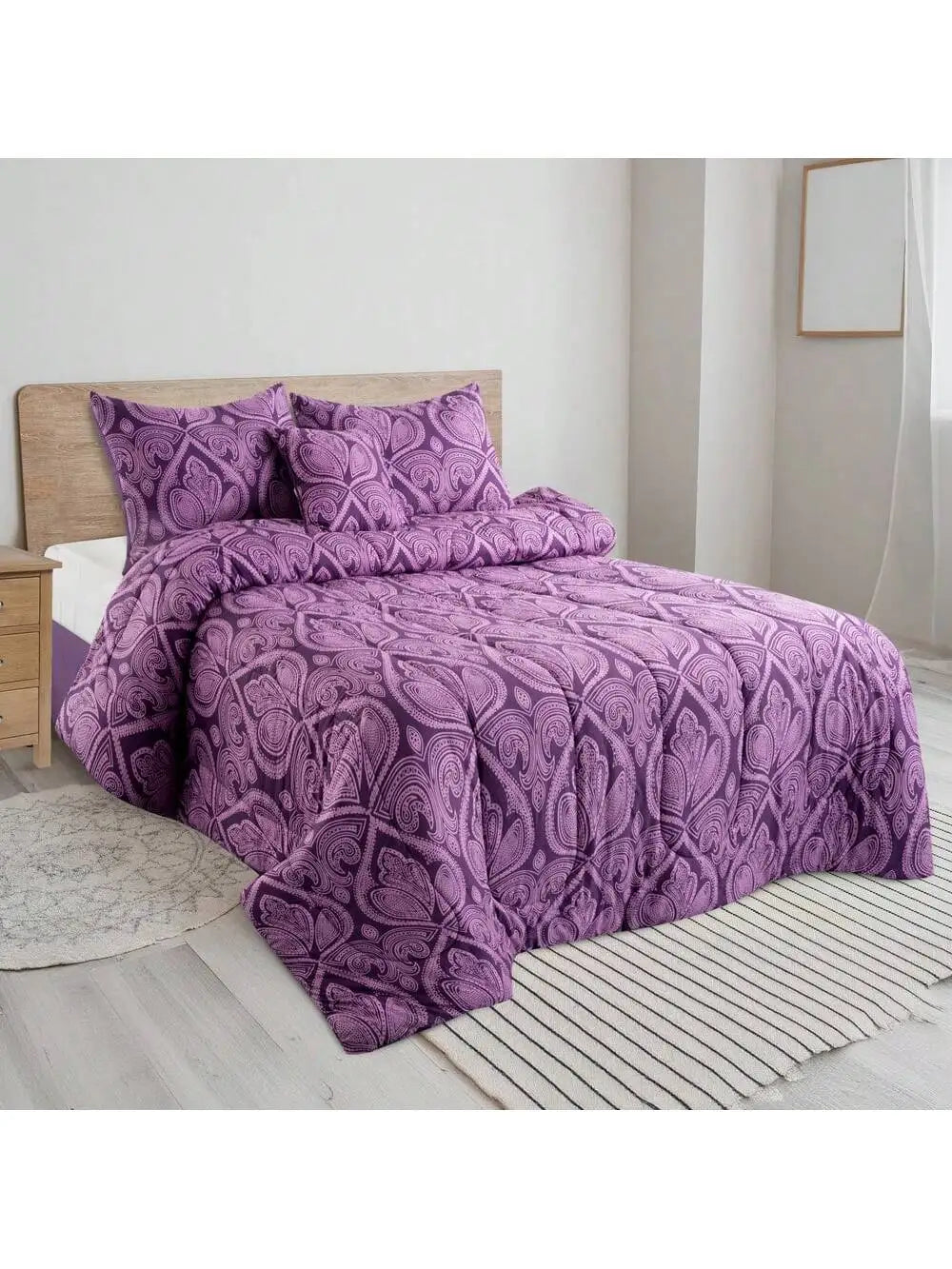 5pc Comforter Set, Printed Bedding Set, Bed in a Bag