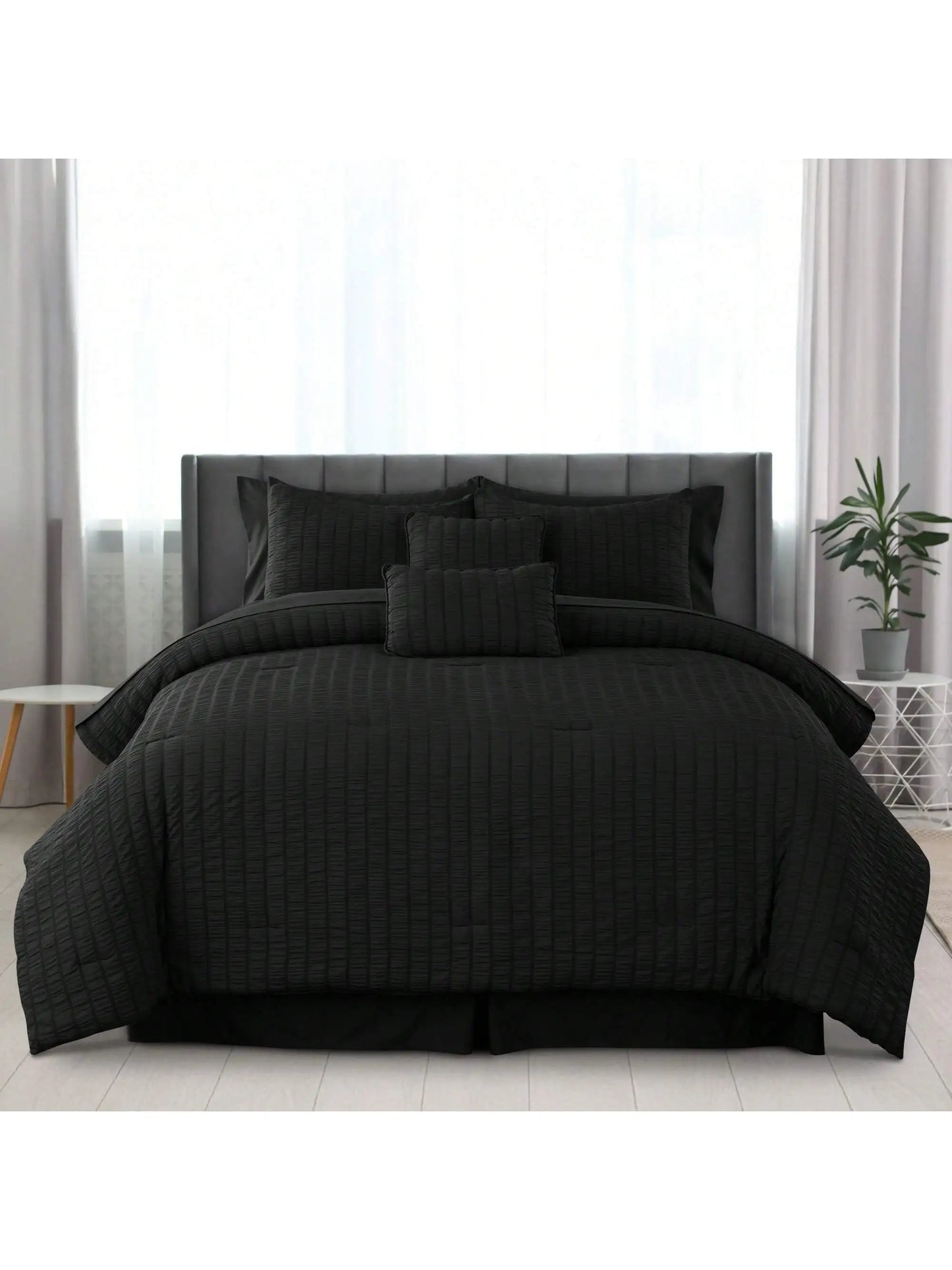 10 Piece Comforter Set, Seersucker Bed in a Bag