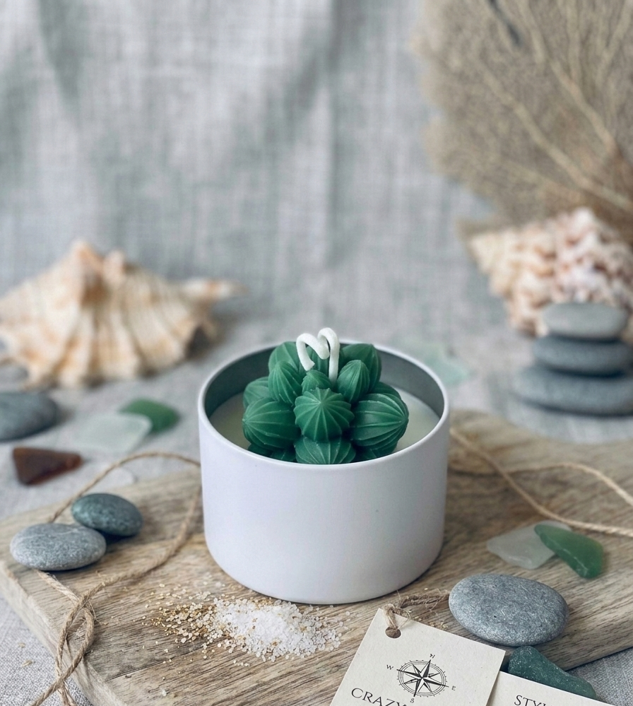 Cactus Jar Candle — Emerald Leaf Succulent | Soy Wax