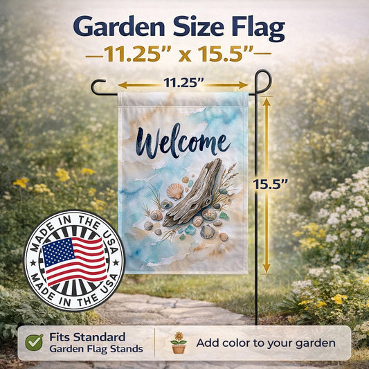 Coastal Driftwood Welcome Garden Flag Mailbox Decorative Yard Banner Outside