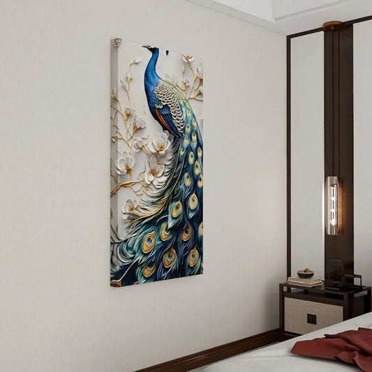 1.5 inch solid wood frame modern abstract peacock canvas