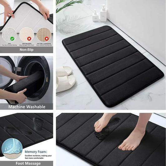 Memory Foam Bath Mat Set Super Absorption Non-Slip