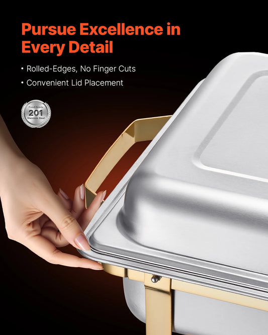8 Qt 4 Pack Chafing Dish Buffet Set Stainless Steel