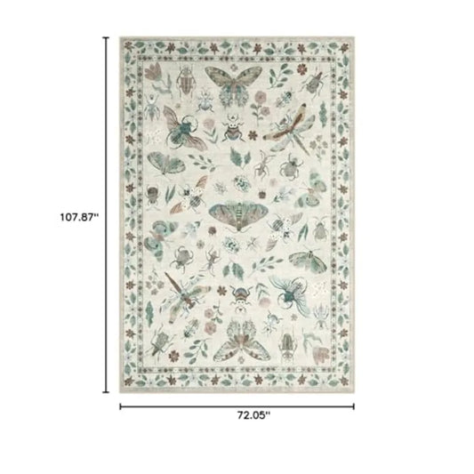 Insect Print Washable Rugs for Living Room, Soft 6x9