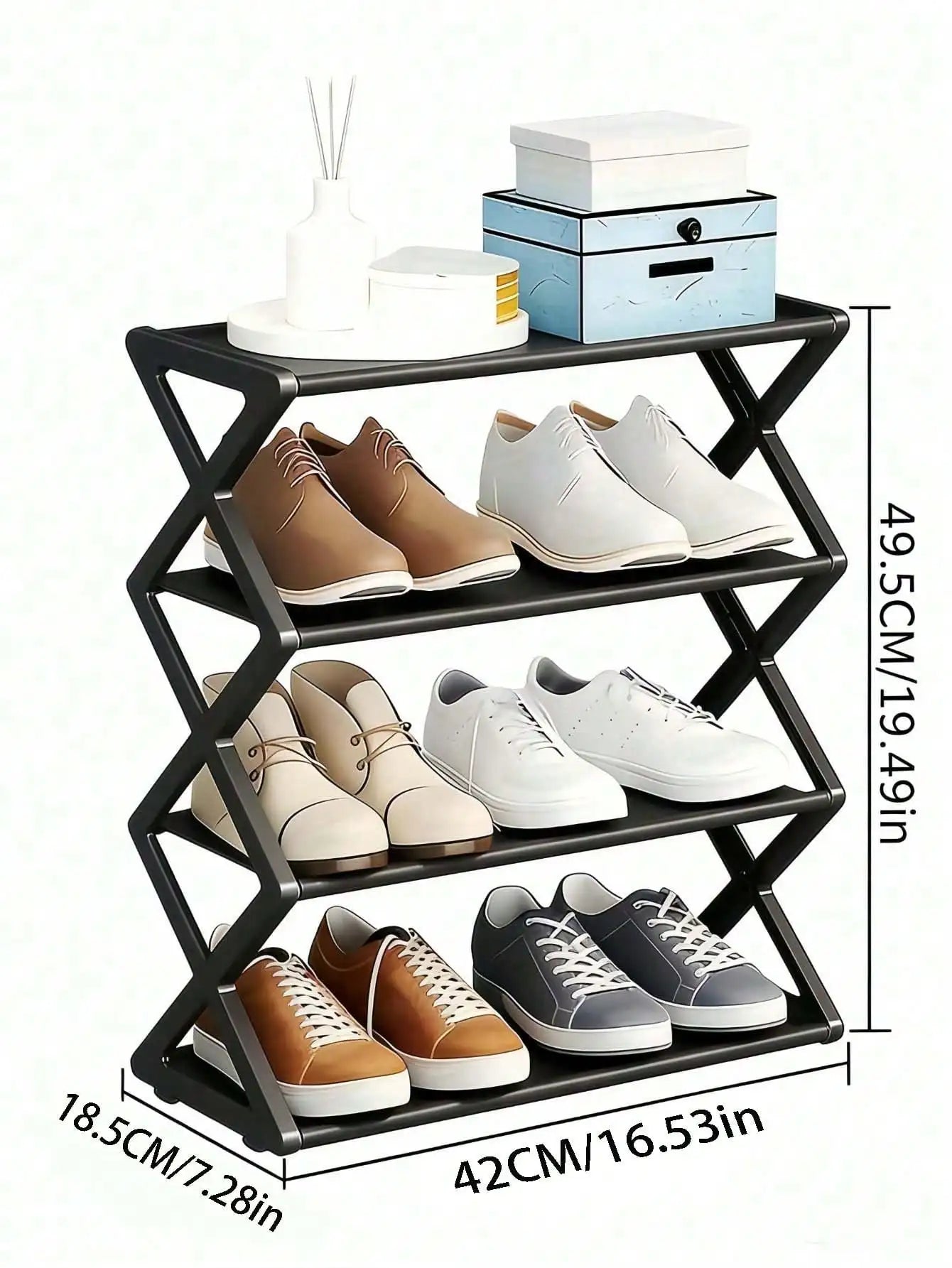 4-Tier Folding Shoe Rack | Space-Saving Storage Solution