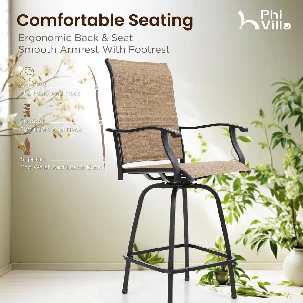 3 Piece Outdoor Swivel Bar Stools Set