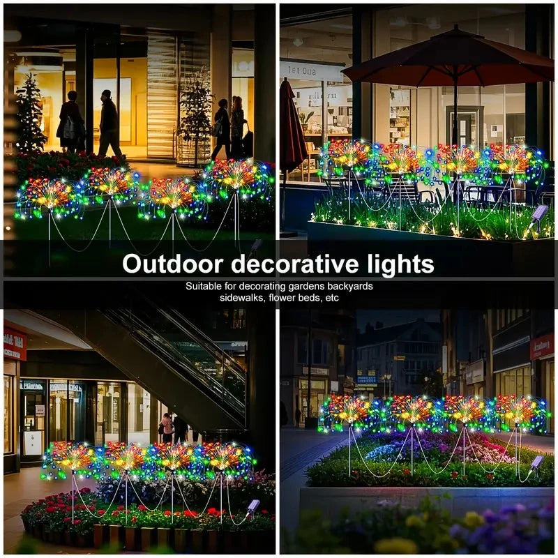 Solar LED Fireworks Lights 8 Lighting Modes Waterproof