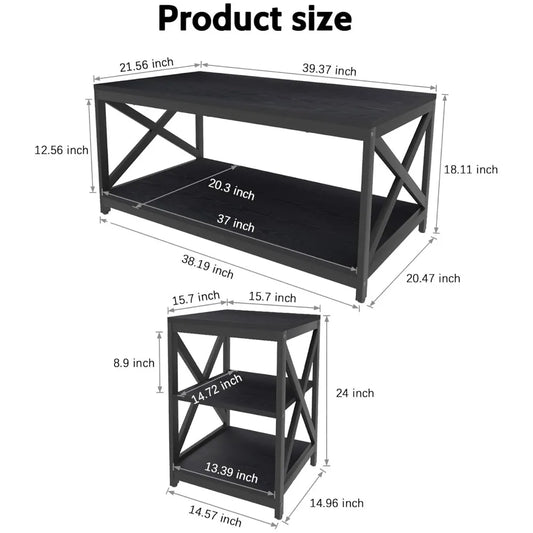 Living Room Coffee Table Set of 3, X-Design