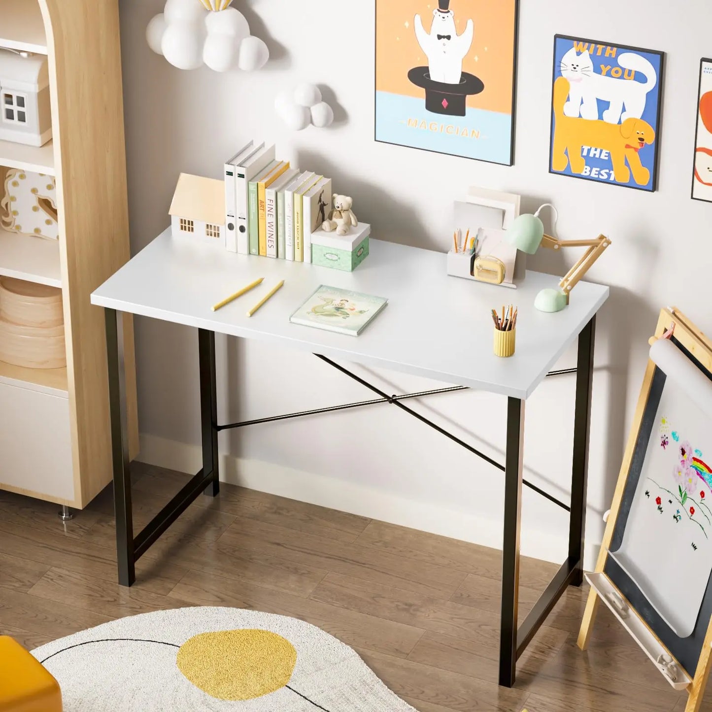 32 Inch Small Computer Desk, Writing Table Metal Frame