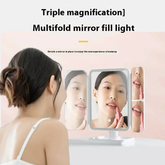 Trifold Makeup Mirror LED Lights