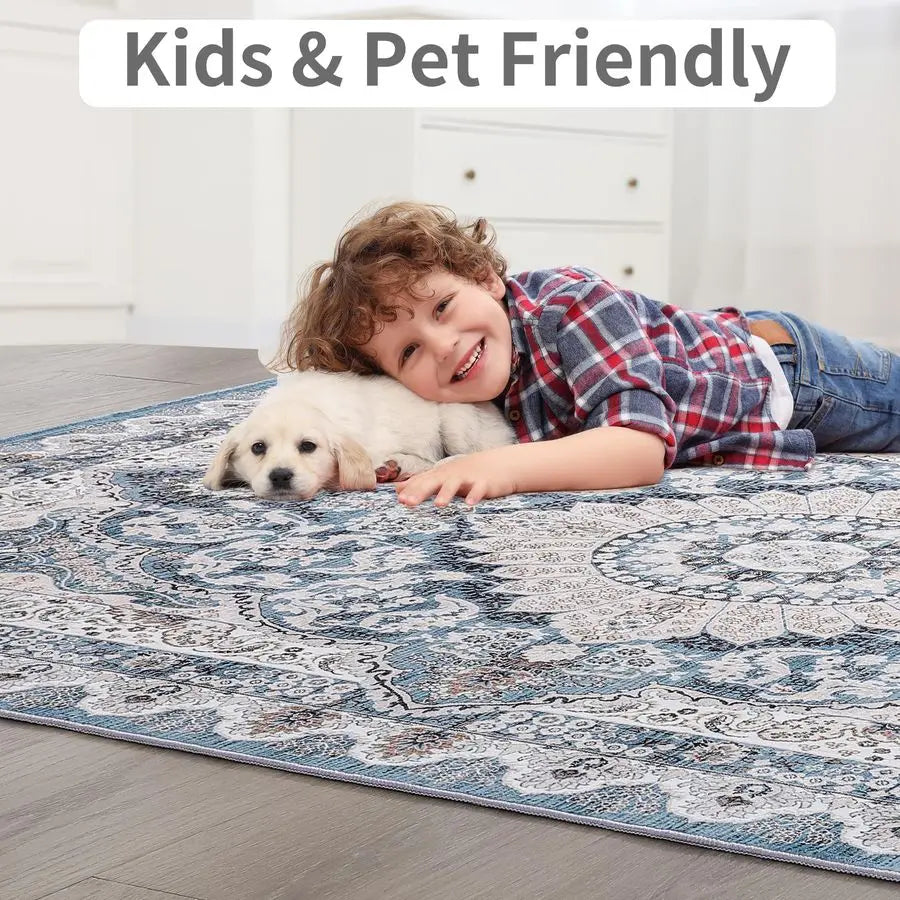 6x9 Area Rugs Washable Vintage Rug, Non-Slip