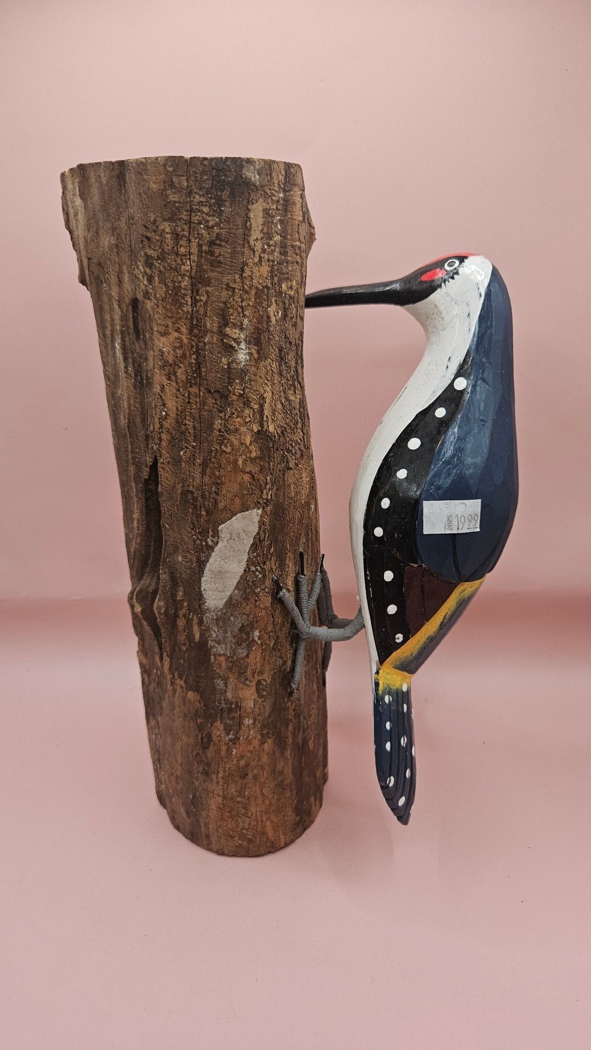 Hand-Painted Woodpecker on Natural Wood (3 Color Options)