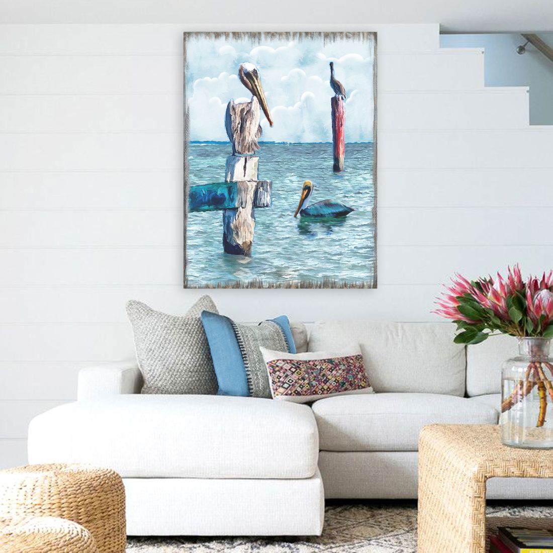 Peaceful Birds Pelicans and Seagulls Wooden Coastal Wall Art