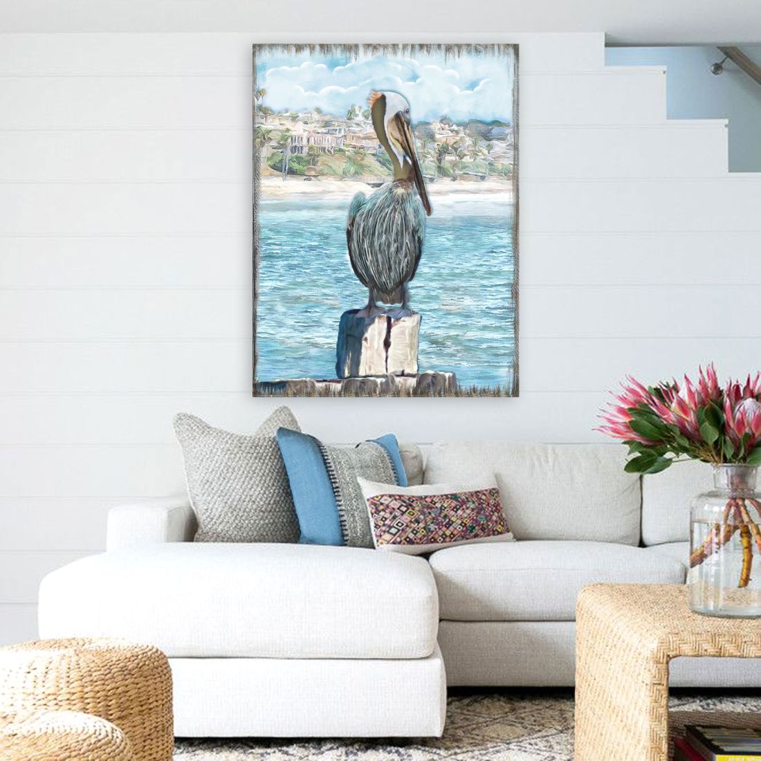 Ocean Serenity Pelicans Wooden Coastal Wall Art