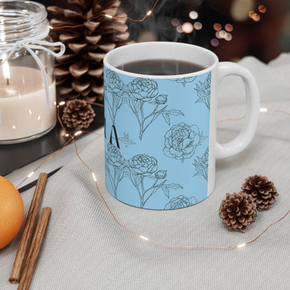 Floral NANA Ceramic Mug, Powder Blue