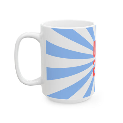 USA 250 Ceramic Mug, Ice Blue — Red & Blue Patriotic Coffee Cup