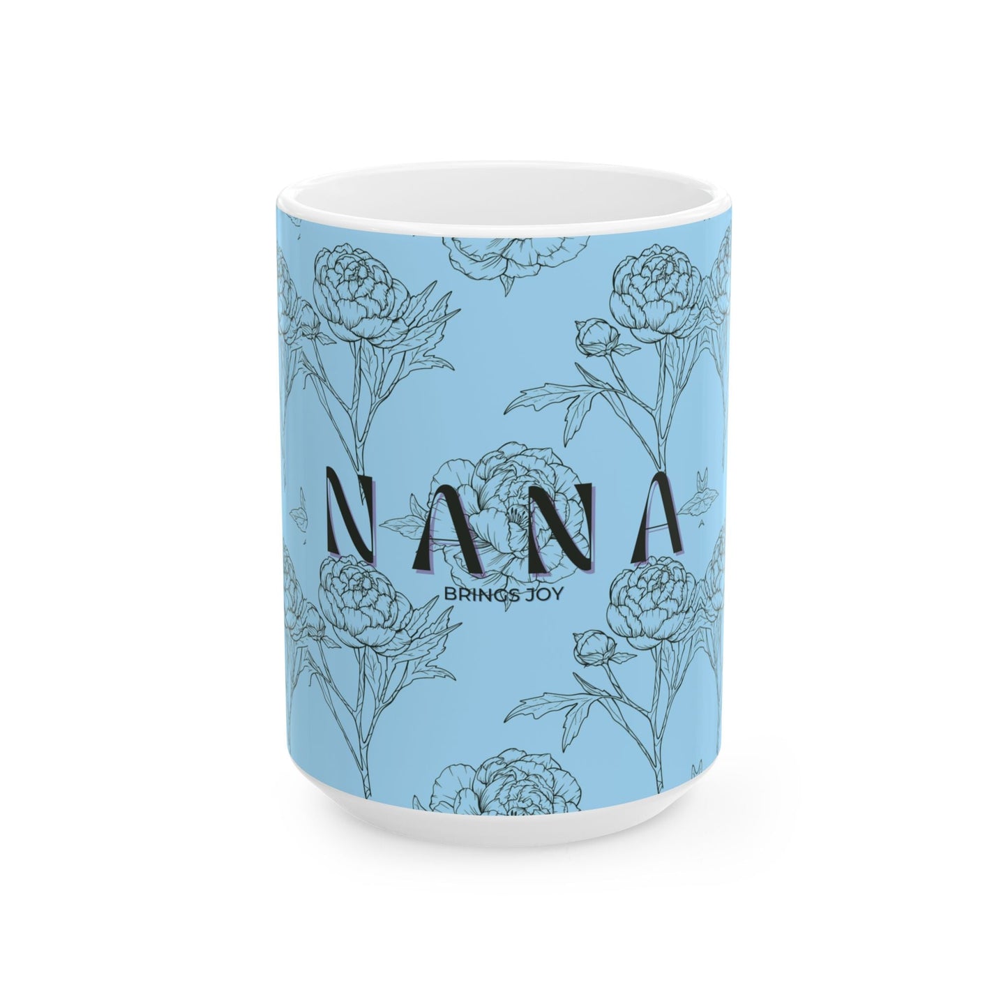Floral NANA Ceramic Mug, Powder Blue