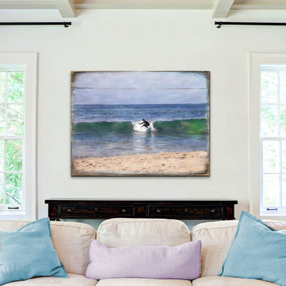 Surfer at the Shore Wooden Coastal Wall Art