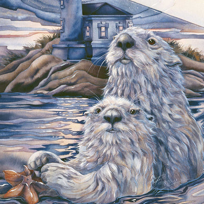 Starlight Otter Lighthouse Wooden Wall Art