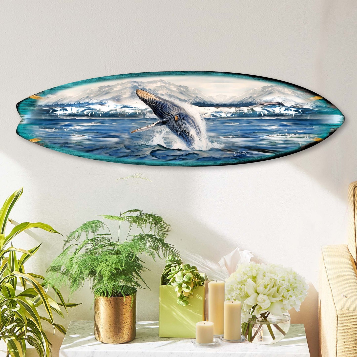 Humpback Harmony Surfboard Coastal Wall Art