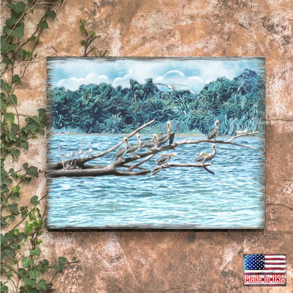 Island Paradise Seabirds Wooden Coastal Wall Art