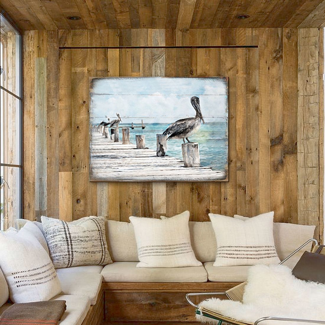 Pelican Wooden Coastal Wall Art  Coastal Sea-Life