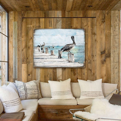 Pelican Wooden Coastal Wall Art  Coastal Sea-Life