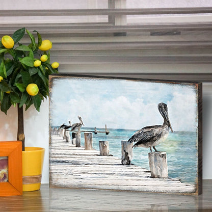 Pelican Wooden Coastal Wall Art  Coastal Sea-Life