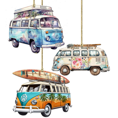 Surf Vans Decorative Eco Wood Ornaments Set of 3