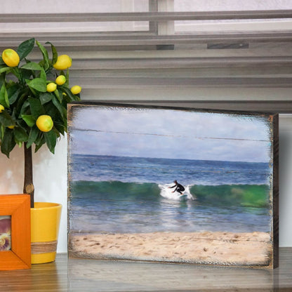 Surfer at the Shore Wooden Coastal Wall Art