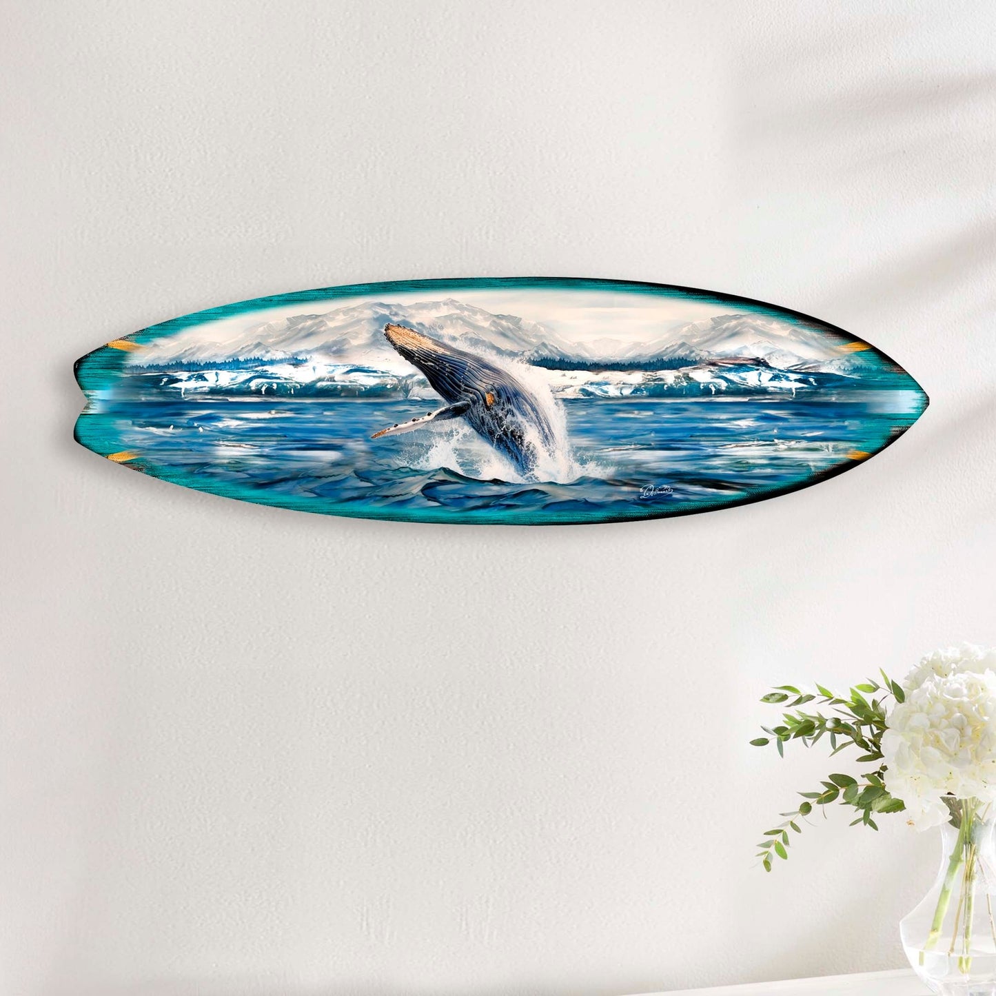 Humpback Harmony Surfboard Coastal Wall Art