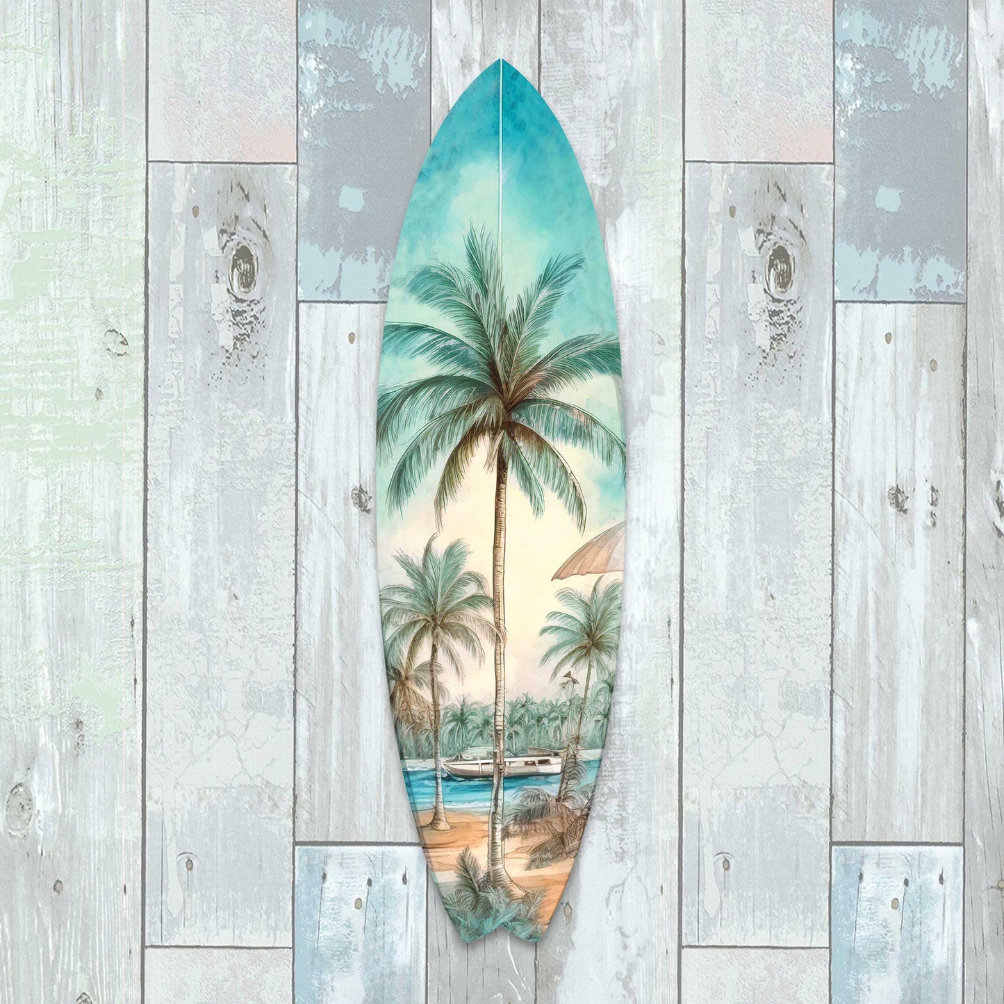 Tropical Surfboard Coastal Wall Art