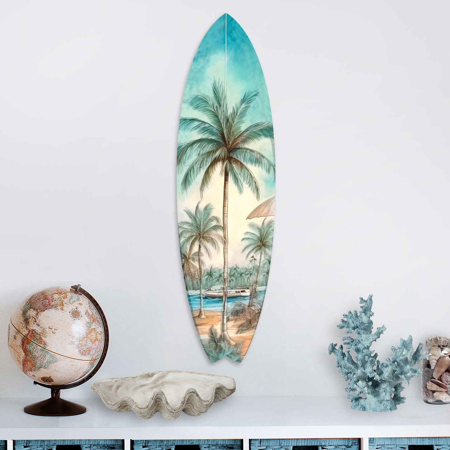Tropical Surfboard Coastal Wall Art