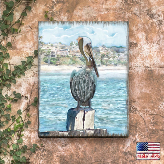 Ocean Serenity Pelicans Wooden Coastal Wall Art