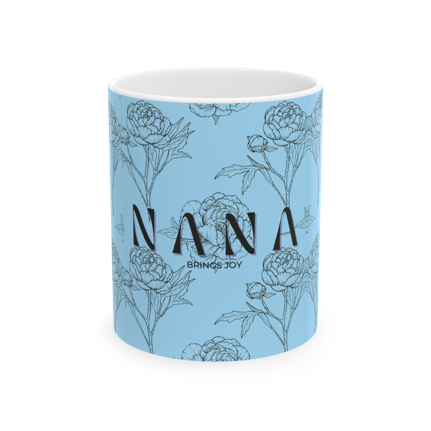 Floral NANA Ceramic Mug, Powder Blue
