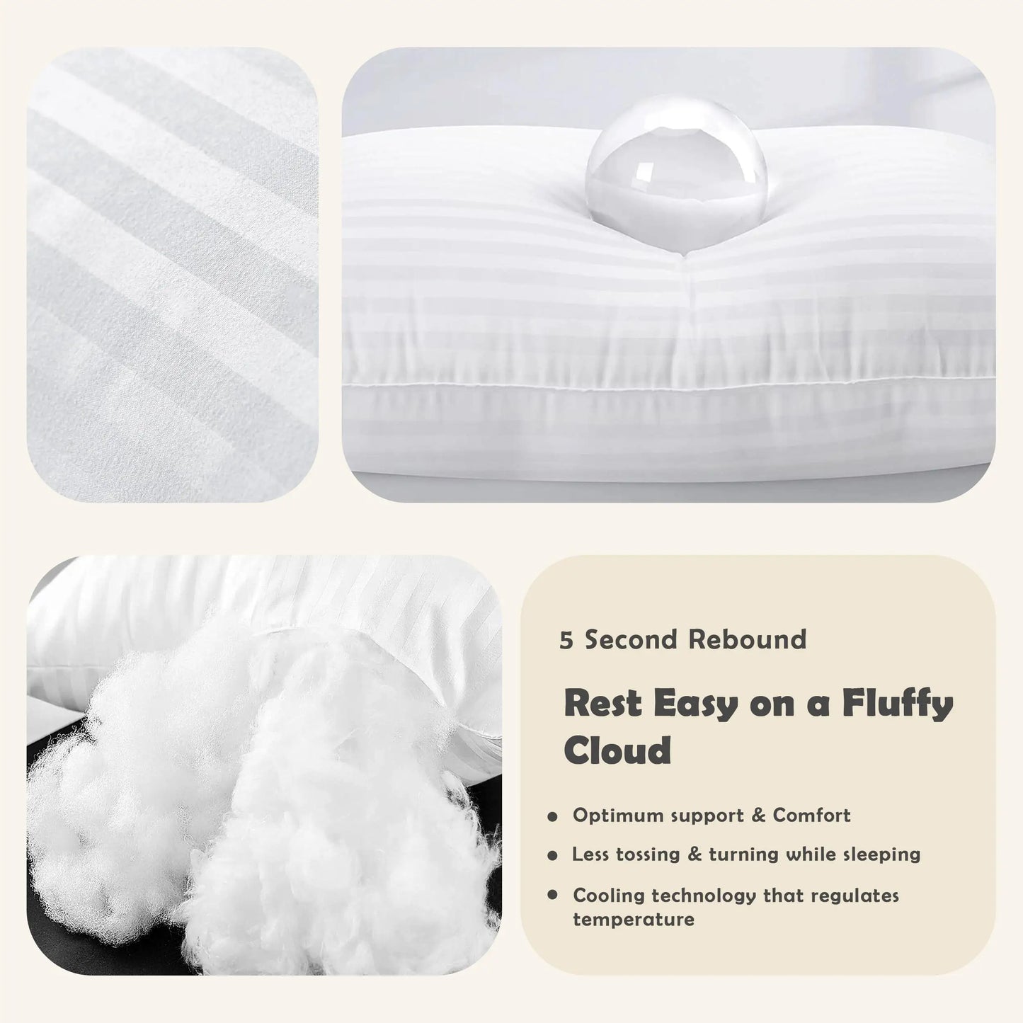 Stripe Pillows Set of 2 – Down Alternative Bed Pillows