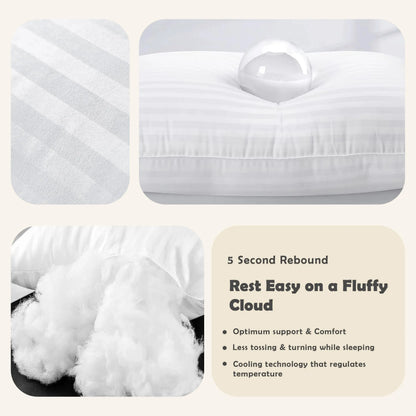 Stripe Pillows Set of 2 – Down Alternative Bed Pillows