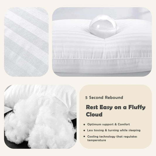 Stripe Pillows Set of 2 – Down Alternative Bed Pillows
