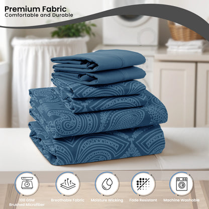 6Pc Paisley Sheet Set – Soft  Luxurious Printed Sheets