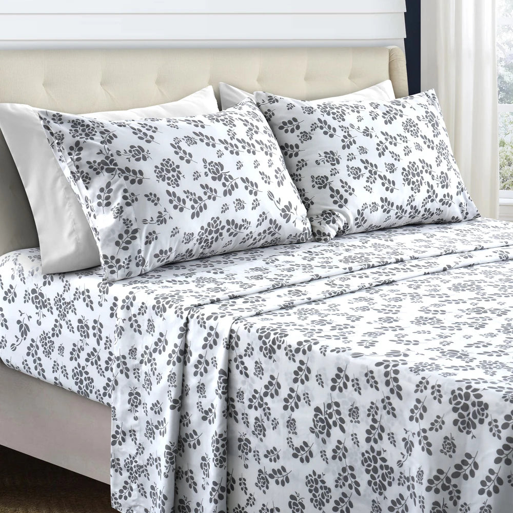 Floral Sheet's-3 Piece with Flat Sheet, Deep Pocket Fitted Sheet