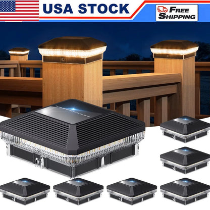 6/12 Pack 4x4 Solar Post Lights Outdoor