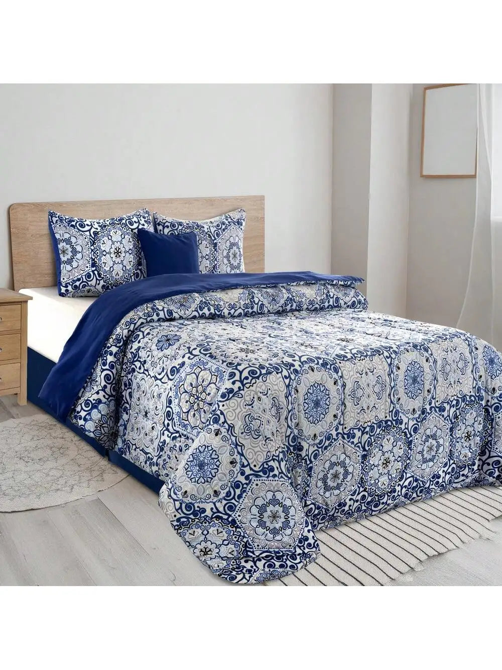 5pc Comforter Set, Printed Bedding Set, Bed in a Bag