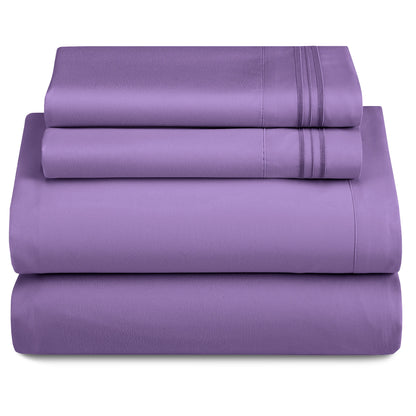 LUX Décor Sheet Set - 3 Piece Ultra-Soft Microfiber Bed Sheets with Flat Sheet, 16 Inches Deep Pocket Fitted Sheet