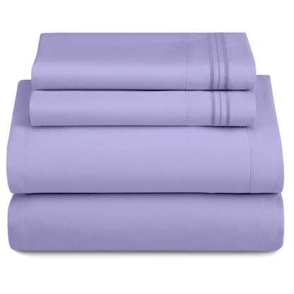 LUX Décor Sheet Set - 3 Piece Ultra-Soft Microfiber Bed Sheets with Flat Sheet, 16 Inches Deep Pocket Fitted Sheet