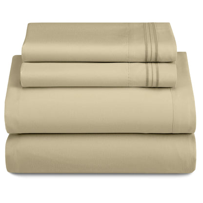 LUX Décor Sheet Set - 3 Piece Ultra-Soft Microfiber Bed Sheets with Flat Sheet, 16 Inches Deep Pocket Fitted Sheet