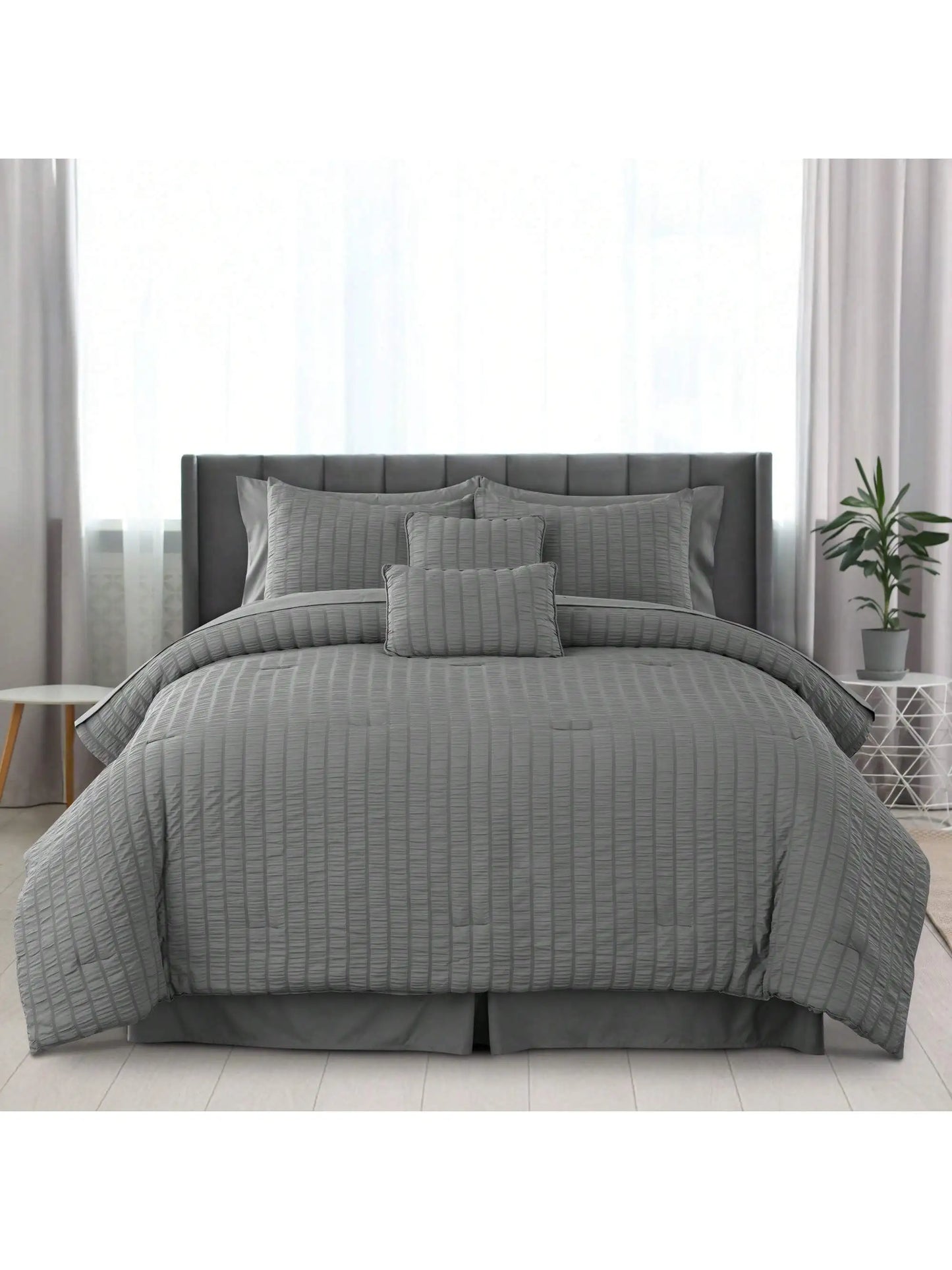 10 Piece Comforter Set, Seersucker Bed in a Bag