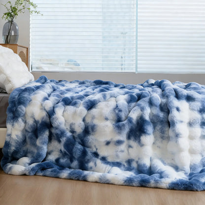 Soft Cozy Faux Fur Rabbit Blanket, Warm Thick