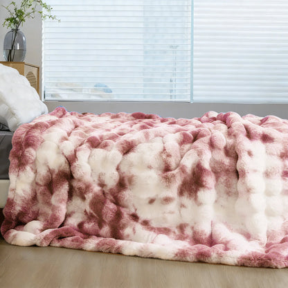 Soft Cozy Faux Fur Rabbit Blanket, Warm Thick
